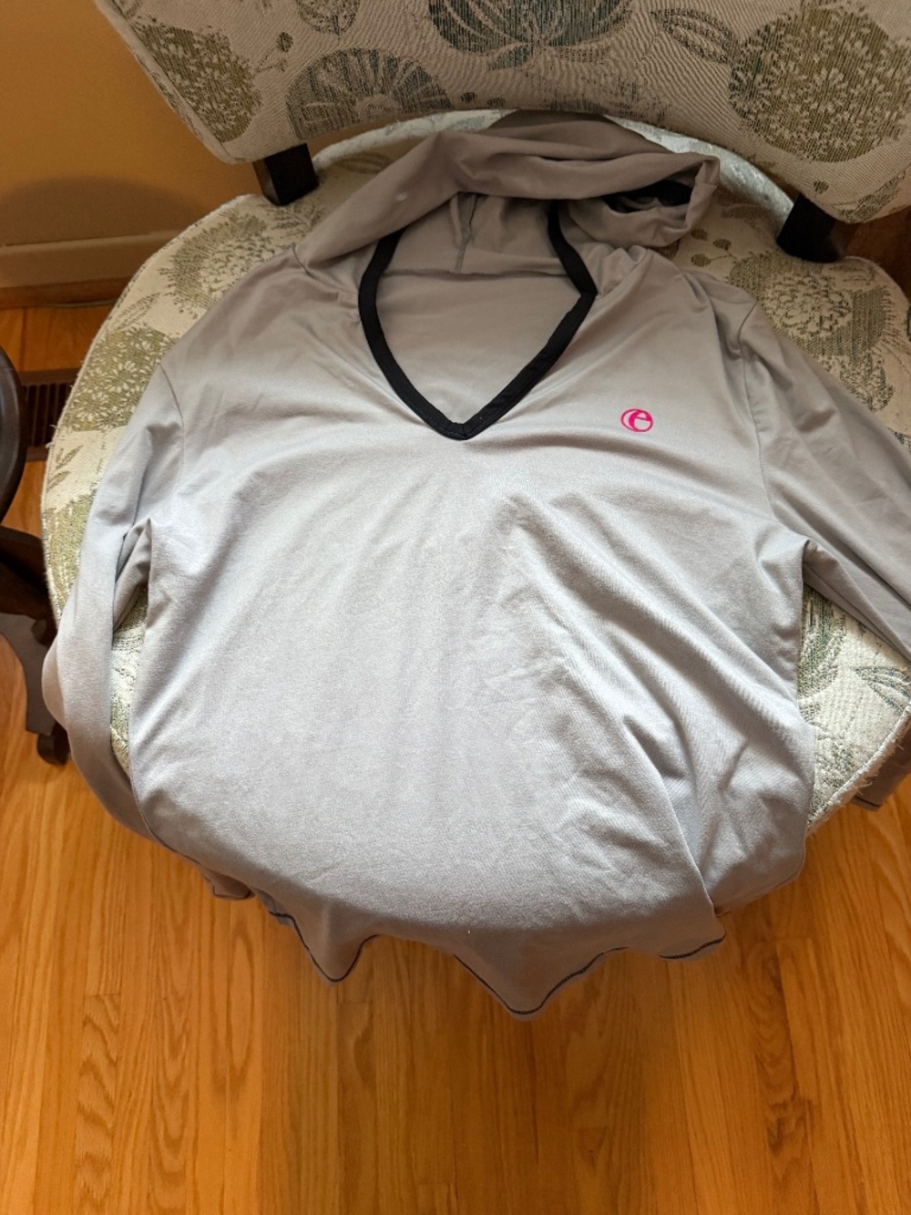 Light Grey Stretch Yoga Hoodie Top - size large - Picture 2 of 5